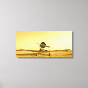 Antikabelt flygplan Vinge Sepia Wrapped Canvas