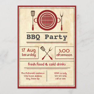 Antikabelt Papprare BBQ Party - inbjudan