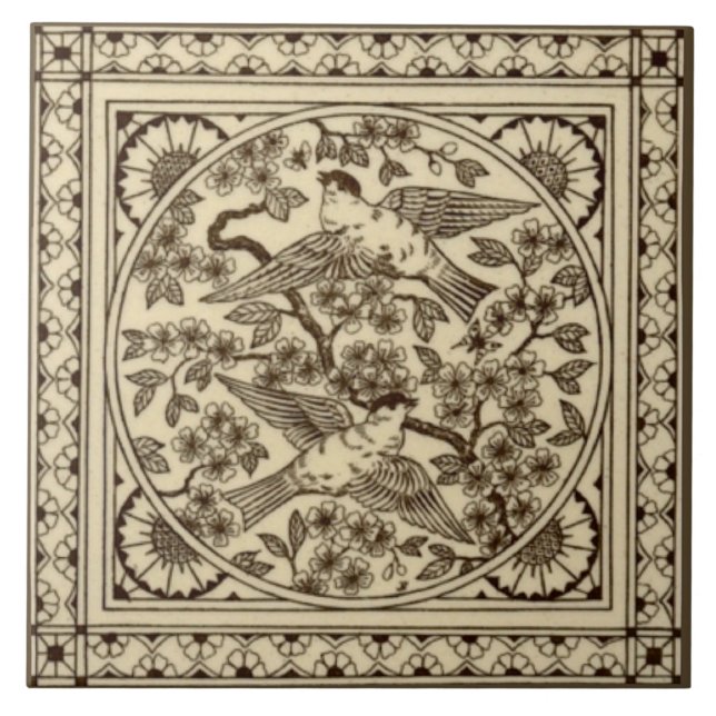Antikaestesiskt japanskt sepidemiskt fågelstilstil kakelplatta (Framsidan)