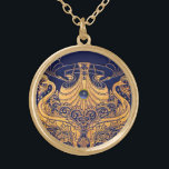 Antikafartyg,delfiner,Guld,marinblå sjömil Guldpläterat Halsband<br><div class="desc">Elegant och klassi vintage stil nautisk design med en ljus 3d gem-sten som lätt kan anpassade med din egen initialer och text,  3D-grafik och digitalgrafik som Bulgan Lumini har gjort.</div>