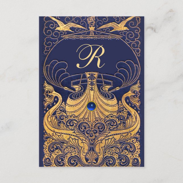 Antikafartyg,delfiner,Guld,marint blått Tilläggskort (Framsida)