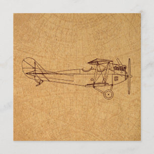 Antikaflygplan Retro Classic Aviation Karta Stil Inbjudningar