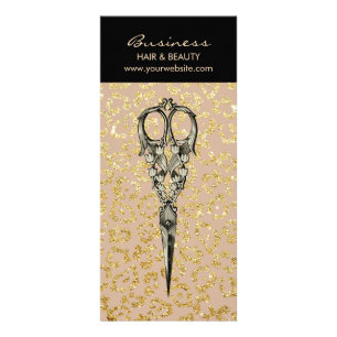 Antikaisch Vintage Guld Leopard Hair Salon Reklamkort