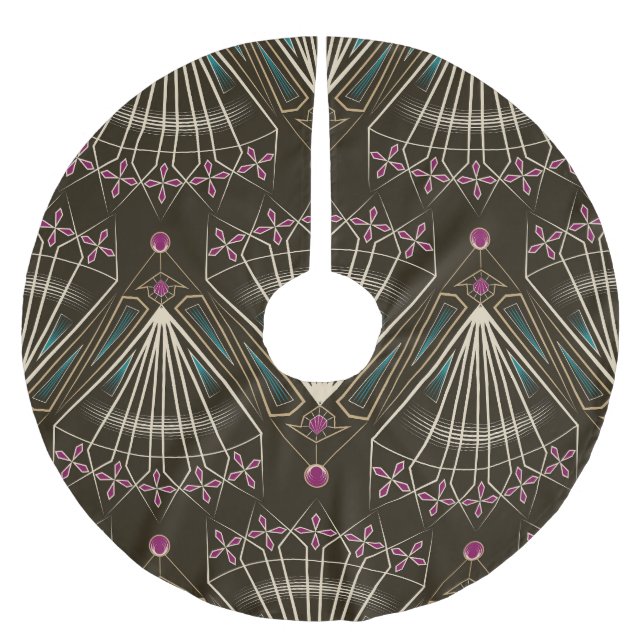 Antikakonst deco, geometrisk mönster julgransmatta borstad polyester (Framsidan)