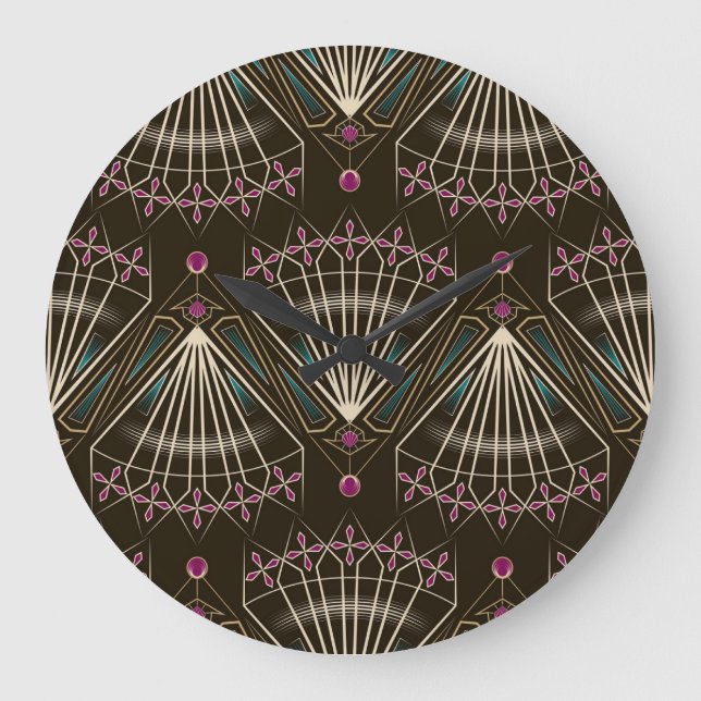 Antikakonst deco, geometrisk mönster stor klocka (Framsida)