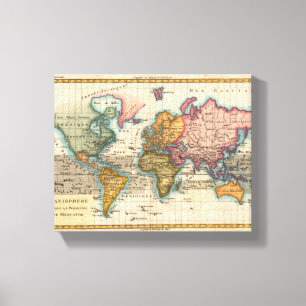 Antikakontinenter för världskarta 1700-tal canvastryck