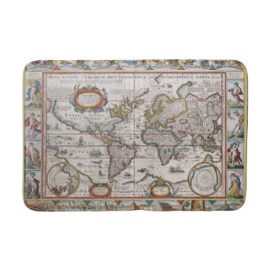 Antikaliknande World Map-badmat Badrumsmatta
