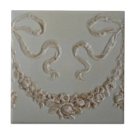 Antikalt Blommigt Swag Faux Dimensional Gräns Tile Kakelplatta