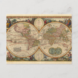 Antikalt gammalt sällsynt och historisk världskart vykort