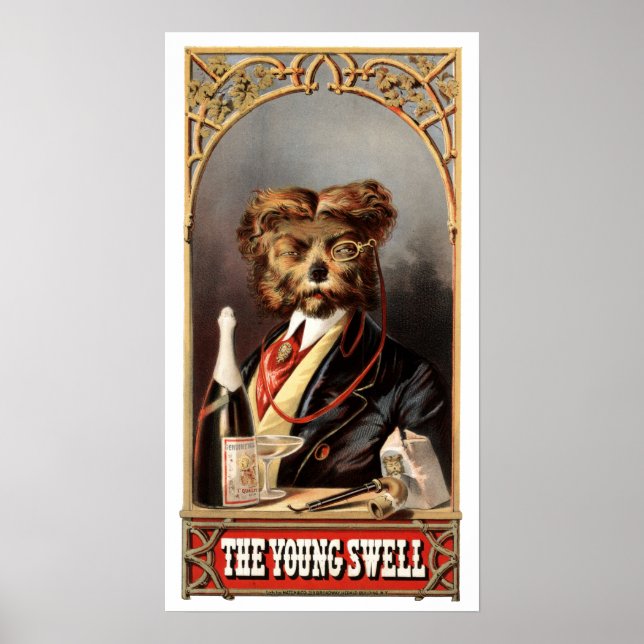 Antikalt Hund med monokle Poster (Framsidan)