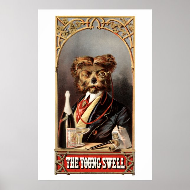 Antikalt Hund med monokle Poster (Framsidan)