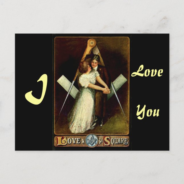 Antikalt Kärlek på Square Masonic Valentine Cards Helg Vykort (Framsida)