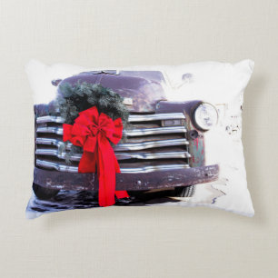 Antikalt Lastbil med sluten julfransfrand Prydnadskudde