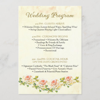 Antikalt Ro 5 x 7 Bröllopsprogram platt Program