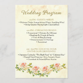 Antikalt Ro 5 x 7 Bröllopsprogram platt Program