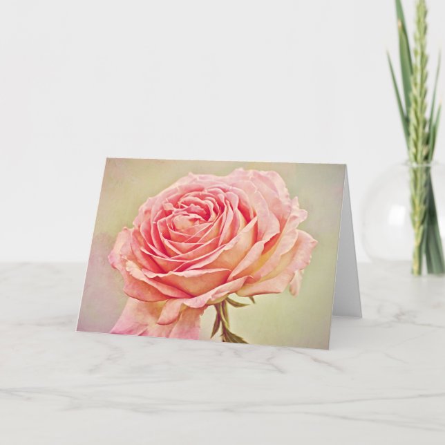 Antikalt Rosa ros-anteckningskort Kort (Framsida)