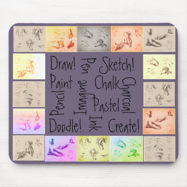 Antikalt Teckning-ritskiss Musmatta (Framsidan)