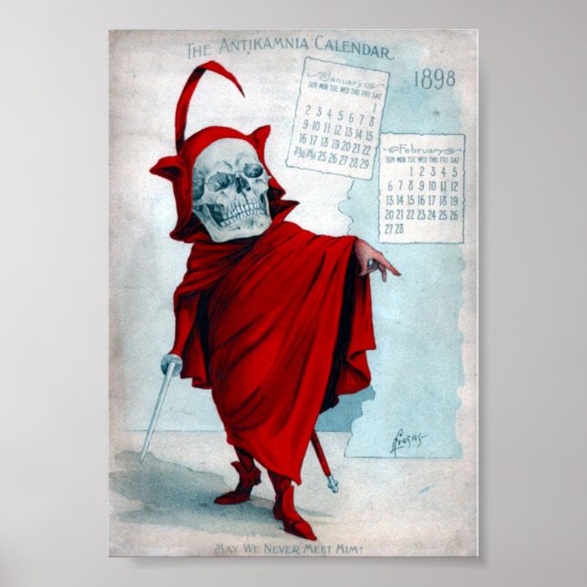 Antikamnia Kalender Skelett Djävul Poster (Framsidan)