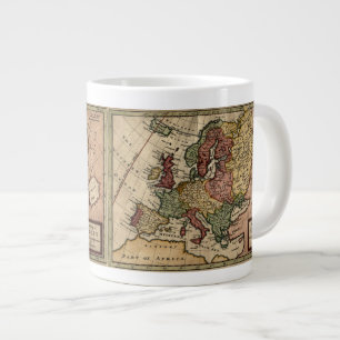 Antikaria 1721 Karta av Europa av Herman Moll Jumbo Mugg
