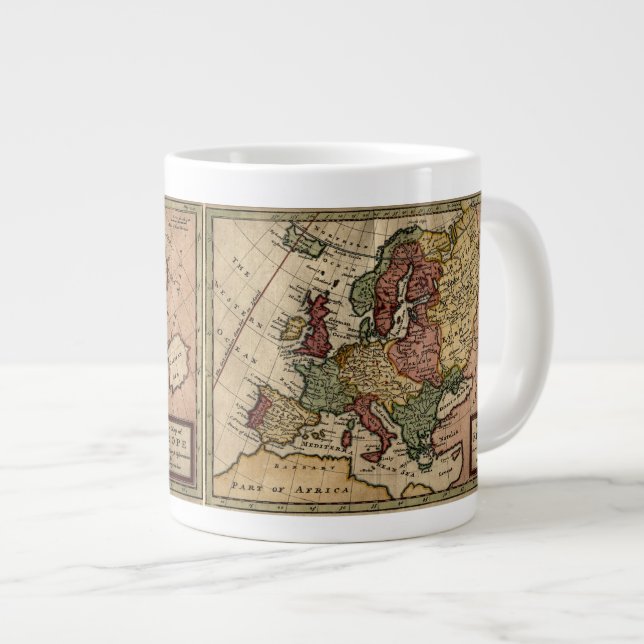 Antikaria 1721 Karta av Europa av Herman Moll Jumbo Mugg (Framsida höger)