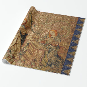 ANTIKATIONSANTIKE GULD BLUE EMBRODERY PRESENTPAPPER