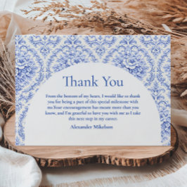 Antikblå Botanisk Studentfest Tack Kort