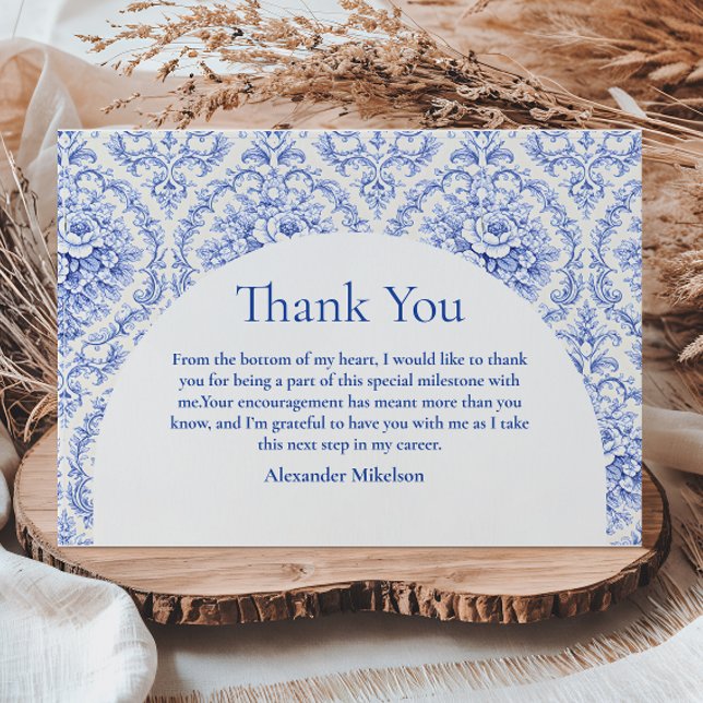 Antikblå Botanisk Studentfest Tack Kort (Skapare uppladdad)