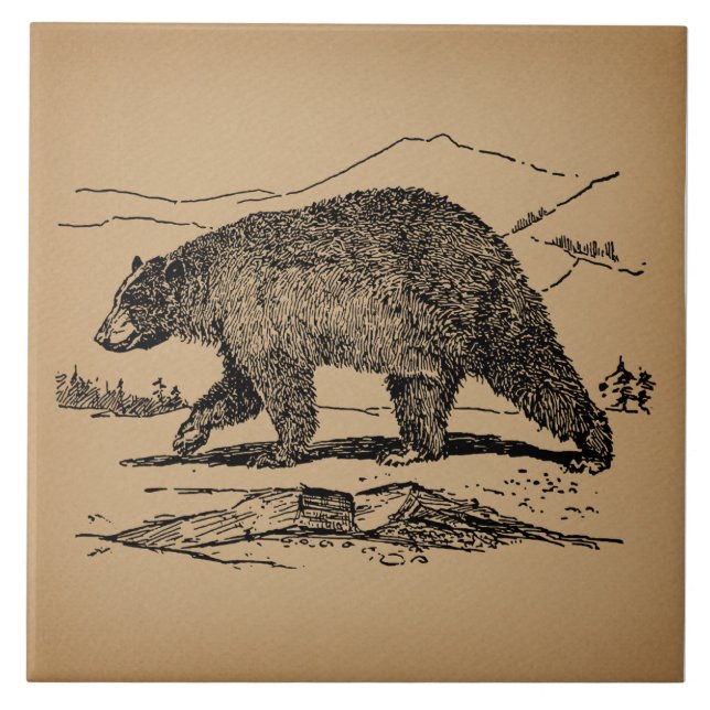 Antikeknisk konst Illustrerad Vintage Bear Kakelplatta (Framsidan)