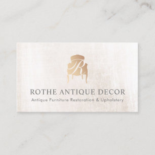 Antikell Fransk Ordförande Guld Monogrammed Logoty Visitkort
