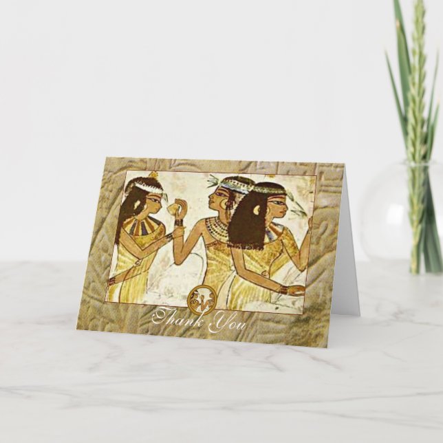 Antikens egyptiska kvinnor med essentiella oljor t tack kort (Framsida)