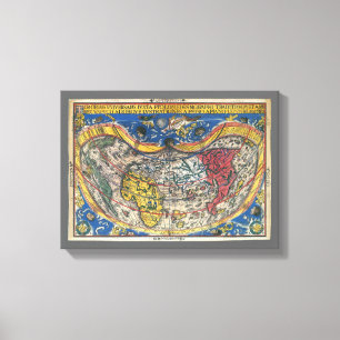 Antikens Hjärtformade världskarta av Peter Apian 1 Canvastryck