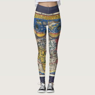 Antikens Hjärtformade världskarta av Peter Apian 1 Leggings
