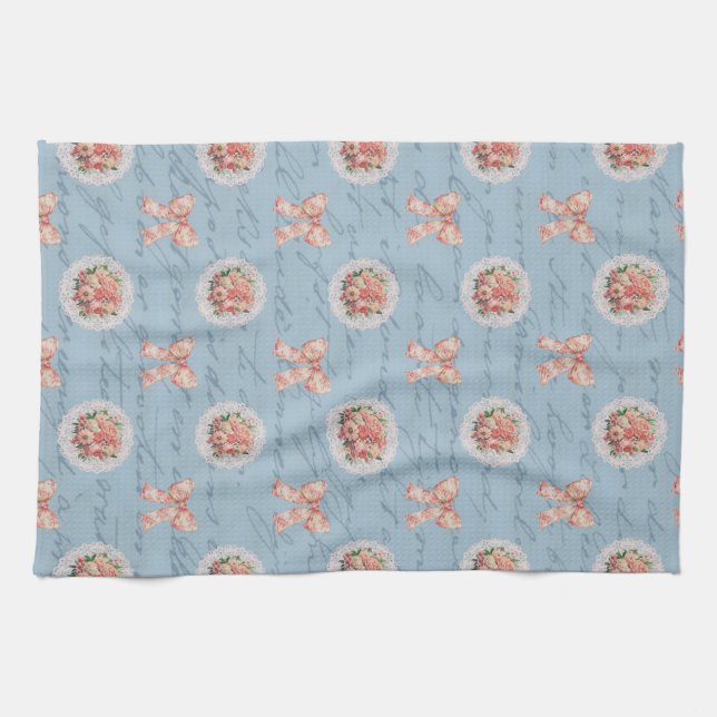 Antikettera Vintage Ro Toile Bows Kökshandduk (Horisontell)