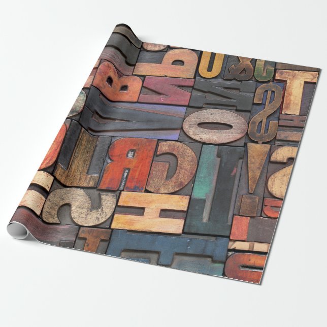 Antiketterpressblock med färg bläck-pati presentpapper (Utrullad)