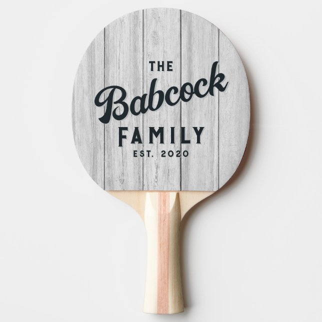 Antikgrå Träbrädor Retro Familjenamn & Årtal Pingisracket (Framsidan)
