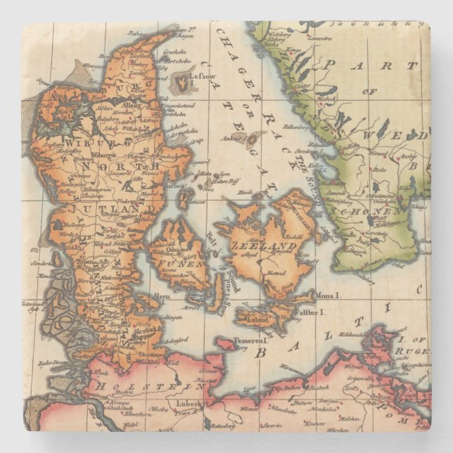 Antikisk gammal Karta inspirerad (10) Stenunderlägg (Framsidan)