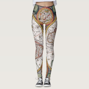 Antikisk gammal Karta inspirerad (12) Leggings