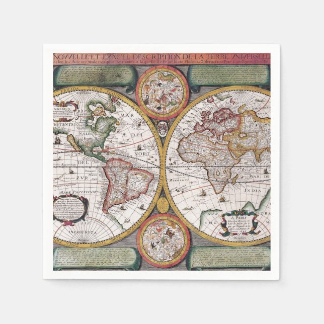 Antikisk gammal Karta inspirerad (12) Pappersservett (Framsidan)