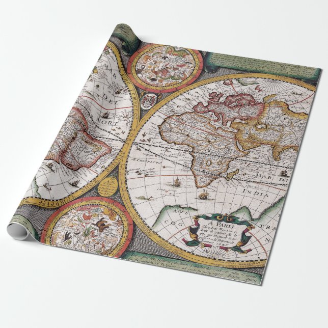 Antikisk gammal Karta inspirerad (12) Presentpapper (Utrullad)