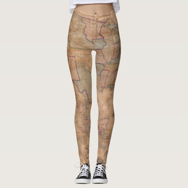 Antikisk gammal Karta inspirerad (13) Leggings (Framsida)