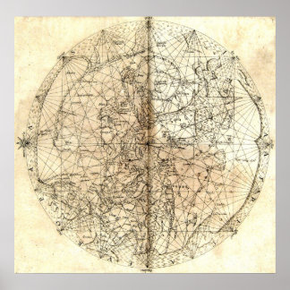 Antikiska Karta i världen Poster
