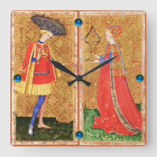 ANTIKMÅL/SIDA OCH MAID AV KOPP FYRKANTIG KLOCKA