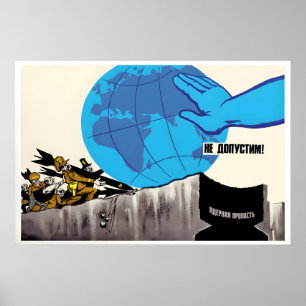 Antikrigs sovjetisk propagandaposter Ingen kärnkri Poster