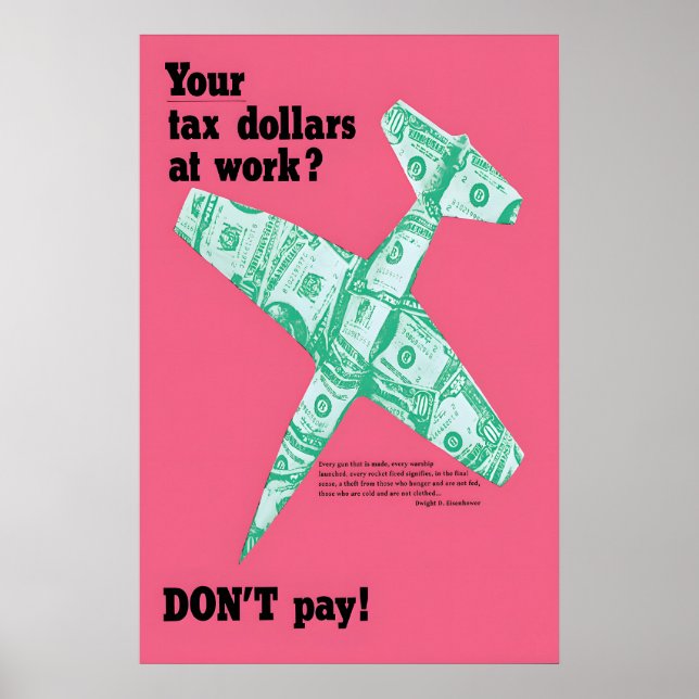 Antikrigsaffisch Skattevägran USA Pacifism Konst Poster (Framsidan)