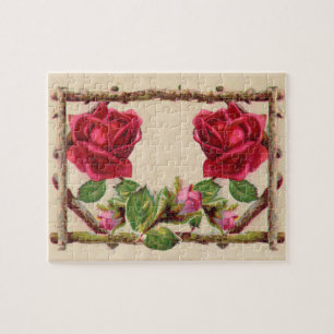 Antikrop Rustik Rosor Vintage blomma Pussel