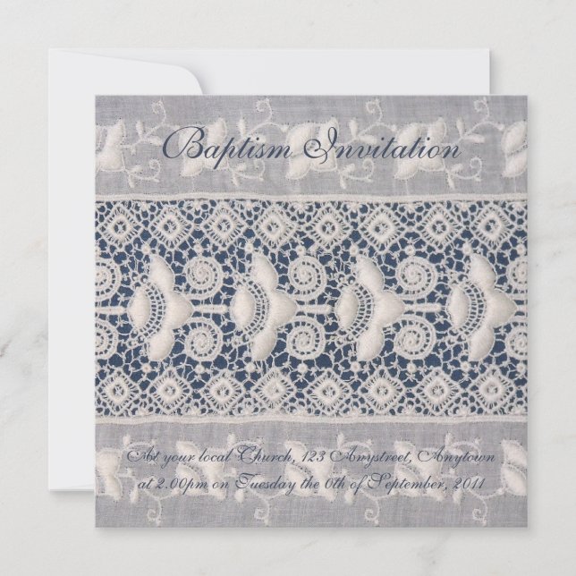 Antikrop till broderier (flicka) inbjudningar (Framsida)