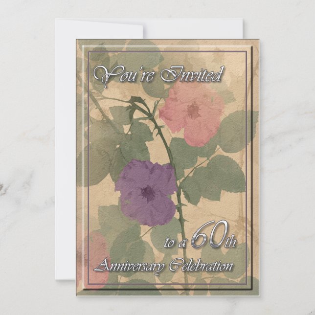 Antikt dammigt steg den 60th årsdagen inbjudningar (Framsida)