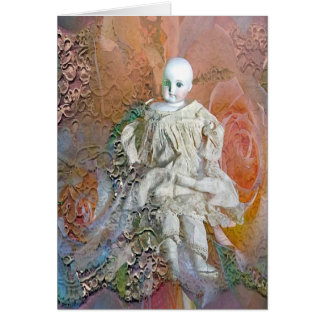 Antikt dockakort hälsningskort