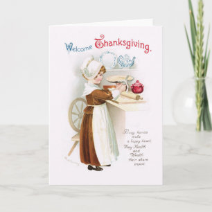 Antikt kort för hälsning för thanksgivingpumpapaj