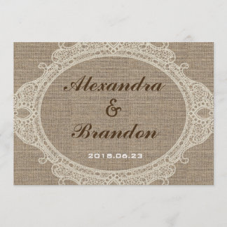 Antikt lantligt landBurlapsnöre Inbjudningar